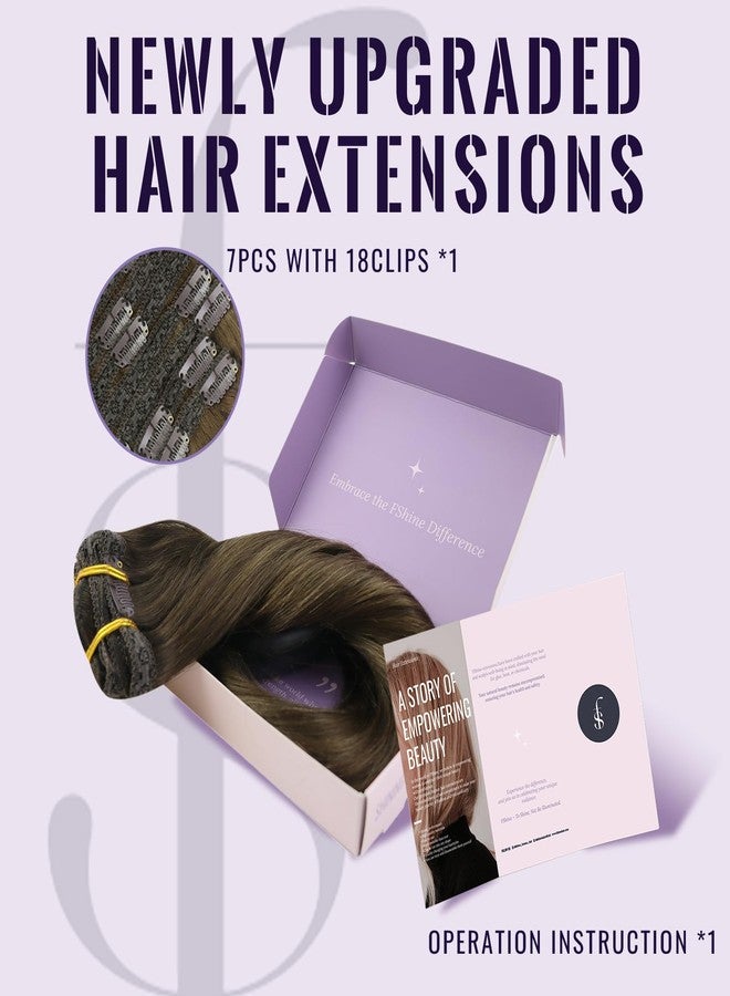 Fshine Clip in Hair Extensions Real Human Hair, Balayage Darkest Brown to Chestnut Brown, 18 inch 120 g 7pieces Clip in Extensions, Straight Natural Remy Lace Double Weft, for Women Ladies and Girls - Image 2